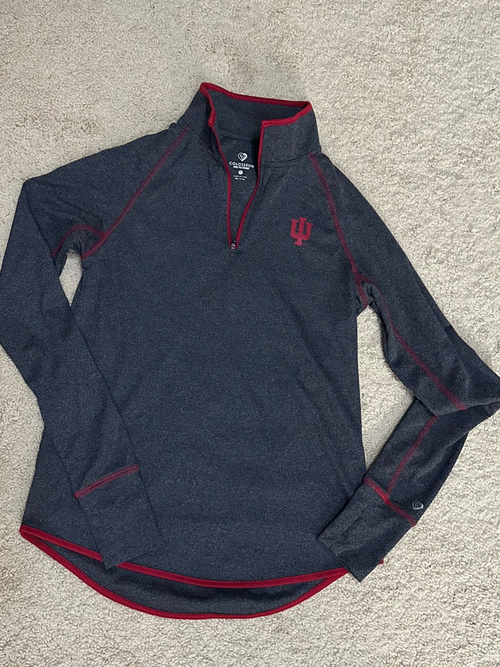 Colosseums IU Gray Heather 1/4 Zip Pullover with Red Trim